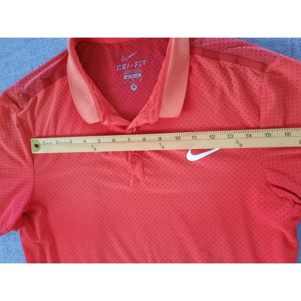 Nike Golf Men Medium Dri-FIT Performance  Perforated Mesh Polo Red 685221-657
